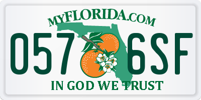 FL license plate 0576SF