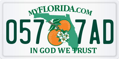 FL license plate 0577AD