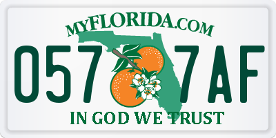 FL license plate 0577AF