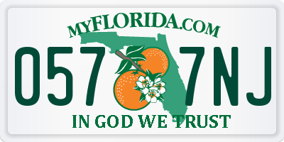 FL license plate 0577NJ