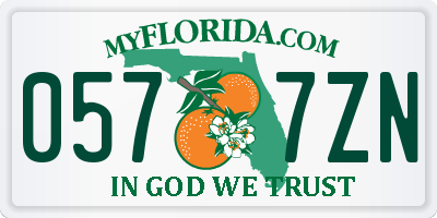 FL license plate 0577ZN