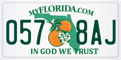 FL license plate 0578AJ