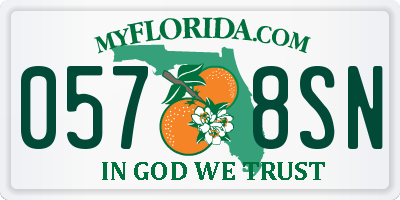 FL license plate 0578SN