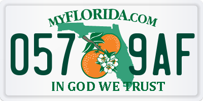 FL license plate 0579AF