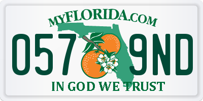 FL license plate 0579ND