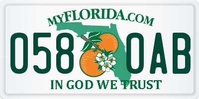 FL license plate 0580AB