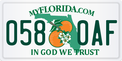 FL license plate 0580AF