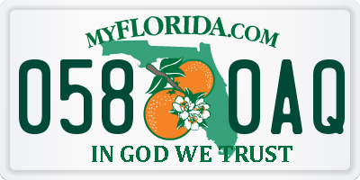 FL license plate 0580AQ