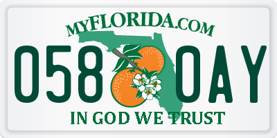 FL license plate 0580AY