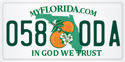 FL license plate 0580DA