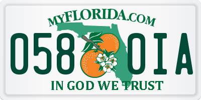 FL license plate 0580IA
