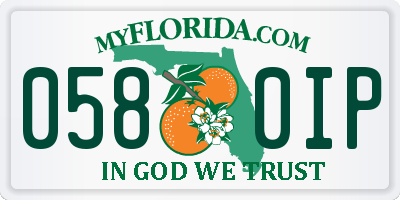 FL license plate 0580IP