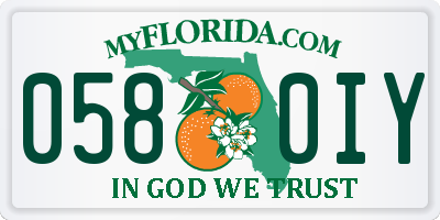 FL license plate 0580IY