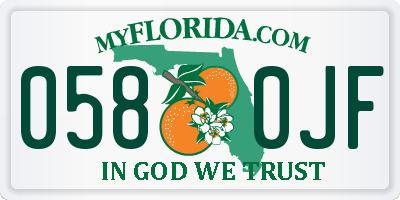FL license plate 0580JF