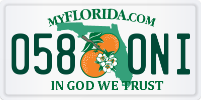 FL license plate 0580NI