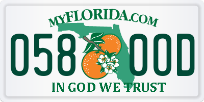 FL license plate 0580OD