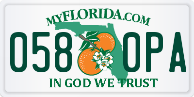 FL license plate 0580PA
