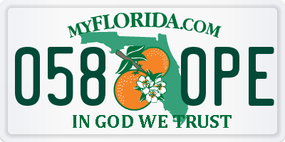 FL license plate 0580PE