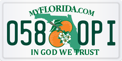 FL license plate 0580PI