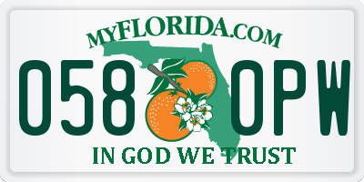 FL license plate 0580PW