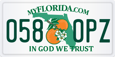 FL license plate 0580PZ