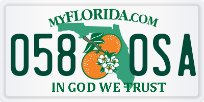 FL license plate 0580SA