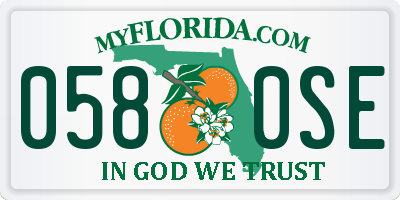 FL license plate 0580SE