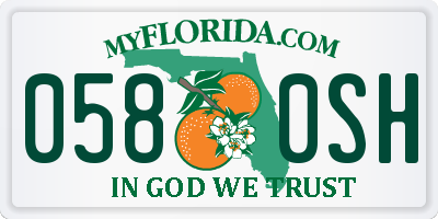 FL license plate 0580SH