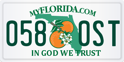 FL license plate 0580ST