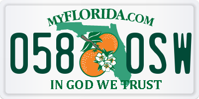 FL license plate 0580SW