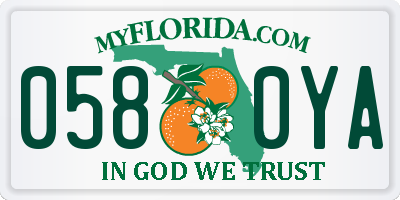 FL license plate 0580YA