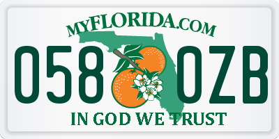 FL license plate 0580ZB
