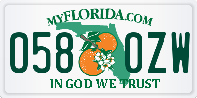 FL license plate 0580ZW