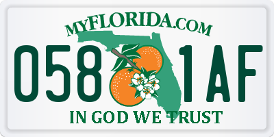 FL license plate 0581AF
