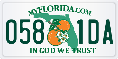 FL license plate 0581DA