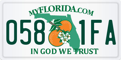 FL license plate 0581FA