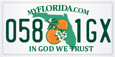 FL license plate 0581GX