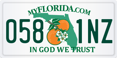 FL license plate 0581NZ