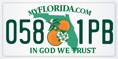 FL license plate 0581PB