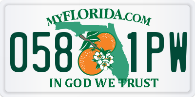 FL license plate 0581PW
