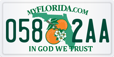 FL license plate 0582AA