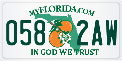 FL license plate 0582AW
