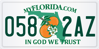 FL license plate 0582AZ