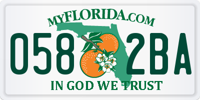 FL license plate 0582BA