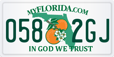 FL license plate 0582GJ