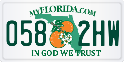 FL license plate 0582HW