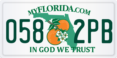 FL license plate 0582PB