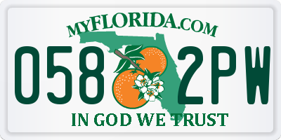 FL license plate 0582PW
