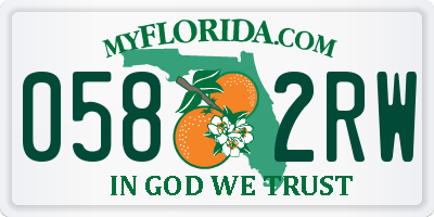 FL license plate 0582RW