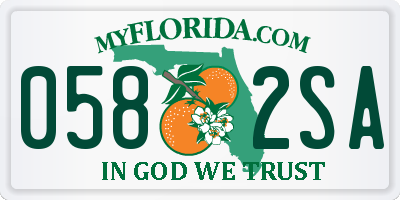 FL license plate 0582SA